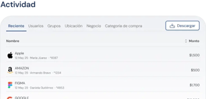 actividad de movimientos reciente