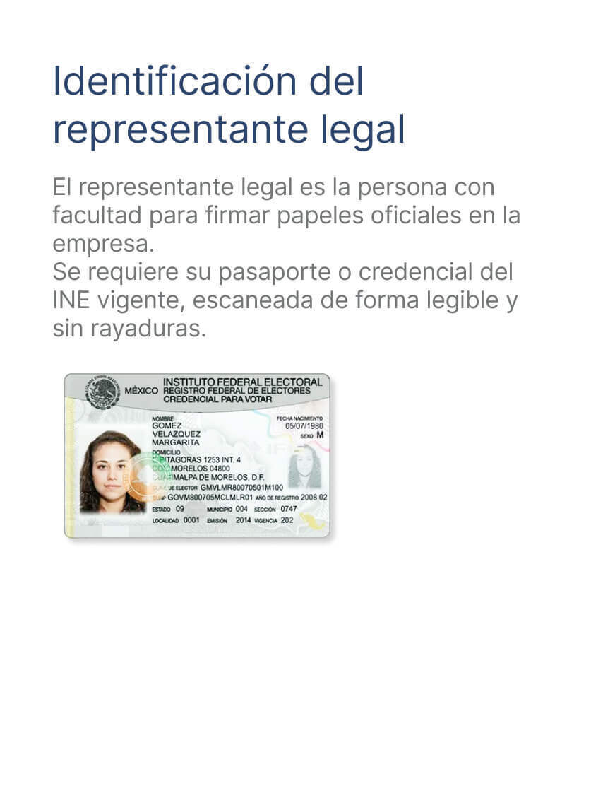 Identificación del representante legal