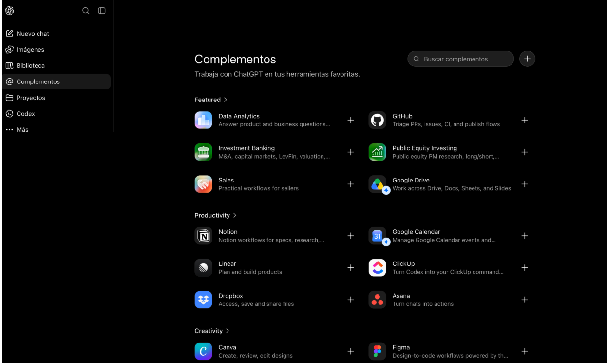 Complementos en ChatGPT