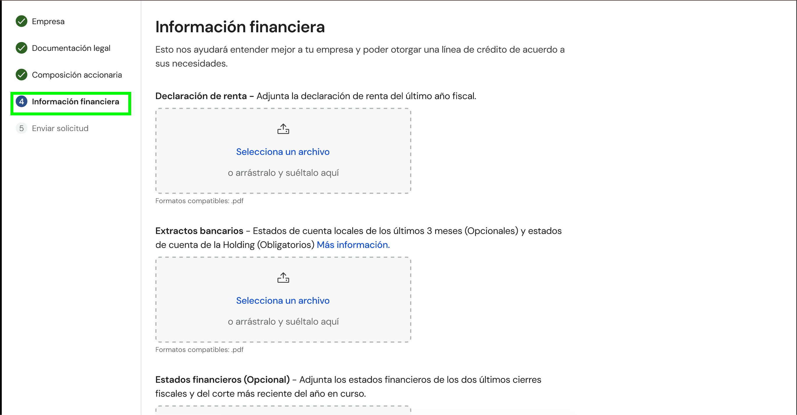Paso 4 — Información financiera
