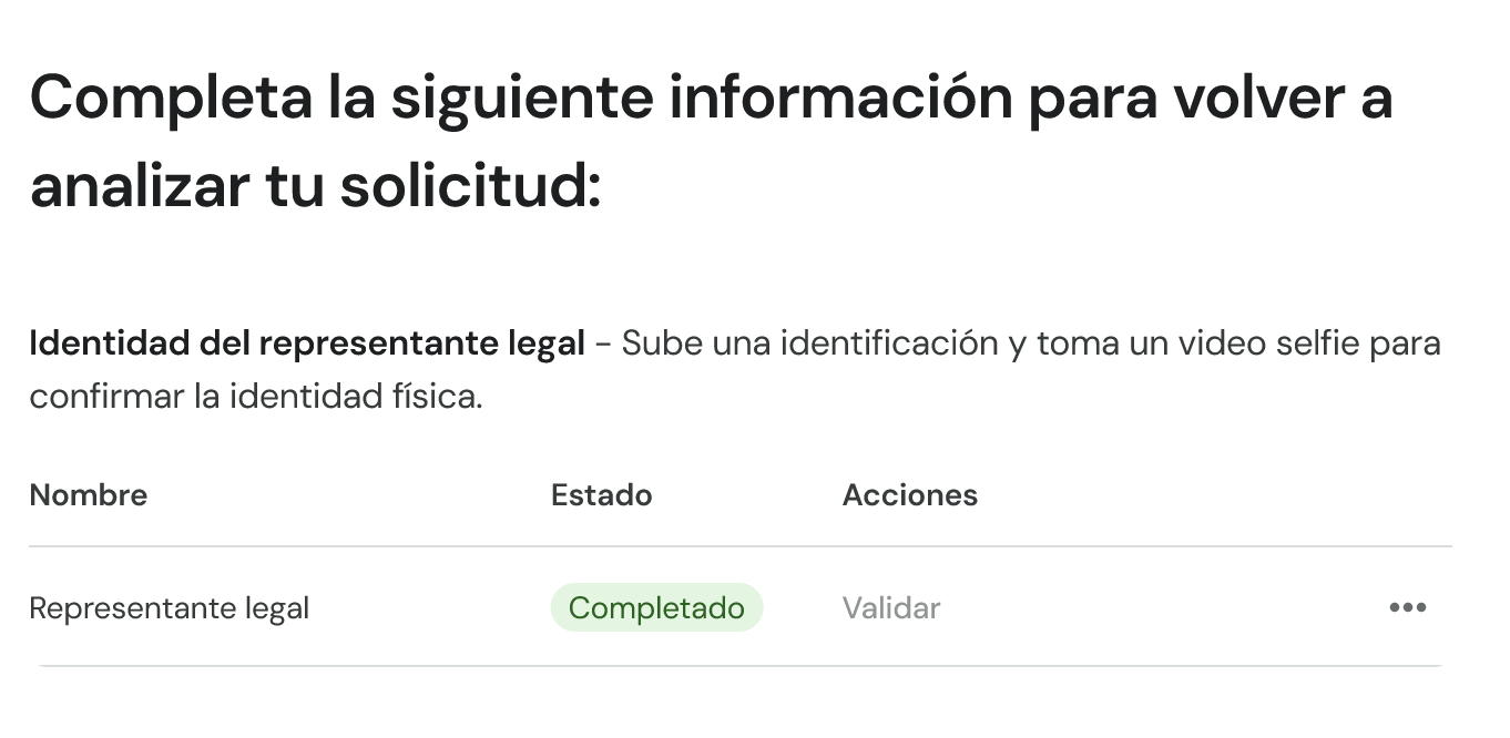 Pantalla de confirmación — Validación biométrica completada
