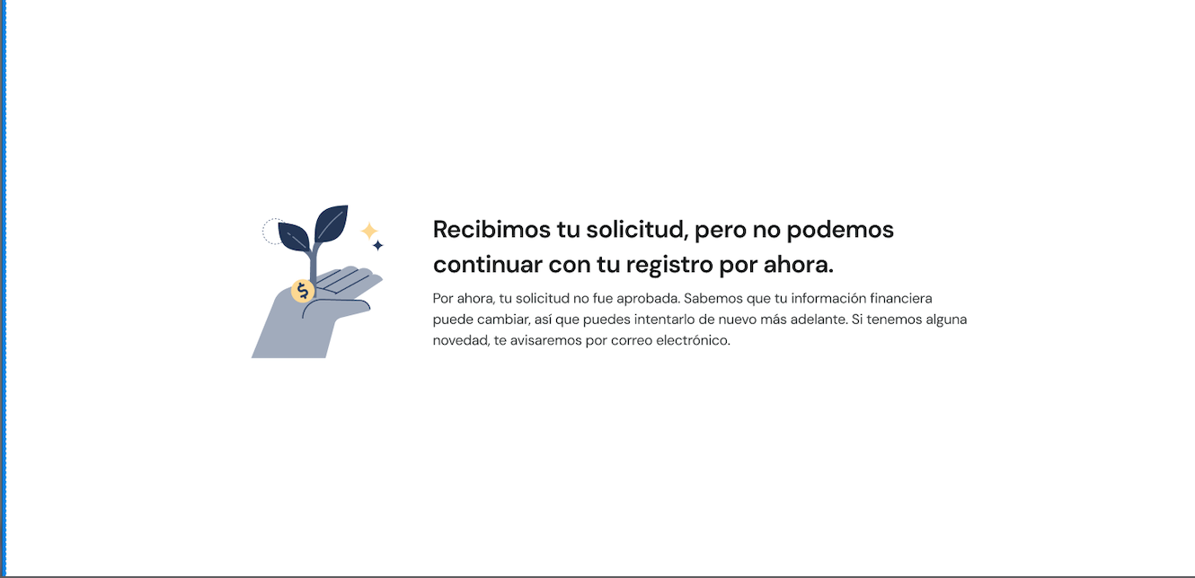 Notificación de solicitud no aprobada
