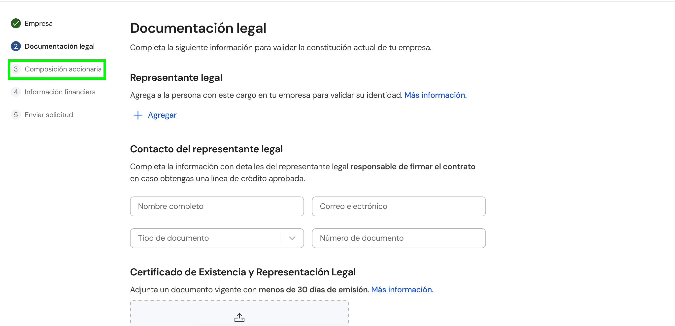 Paso 3 — Composición accionaria